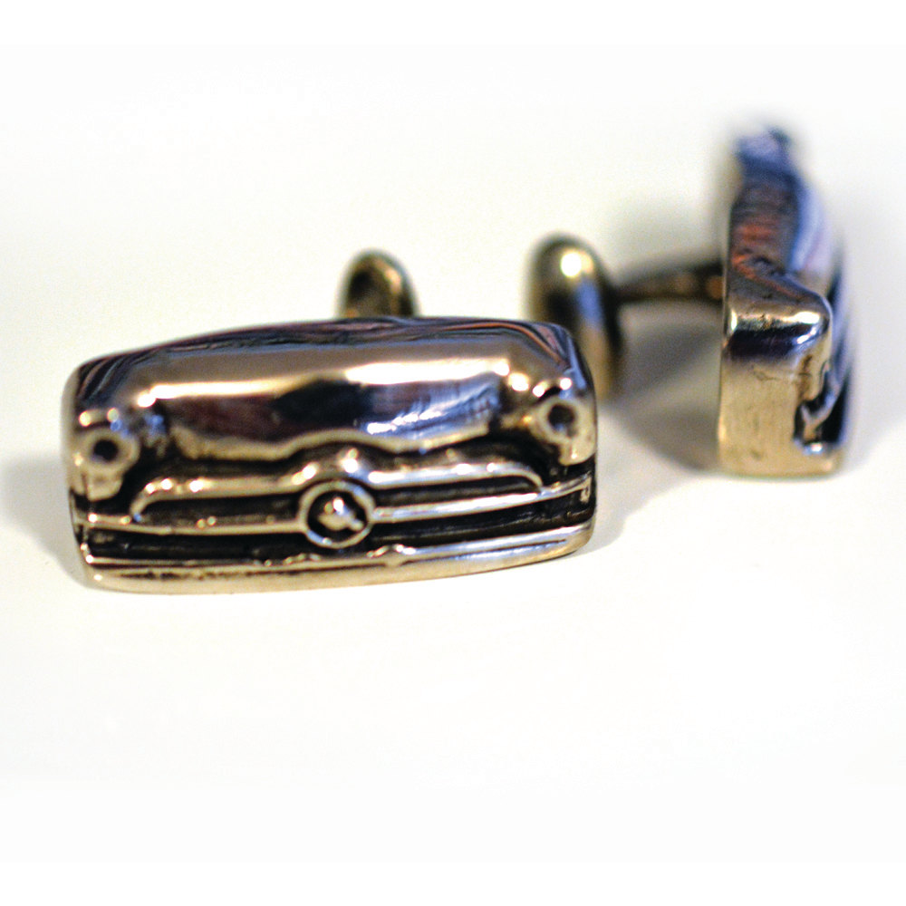1950 Ford Shoebox Grille Cufflinks in White or Gold Bronze