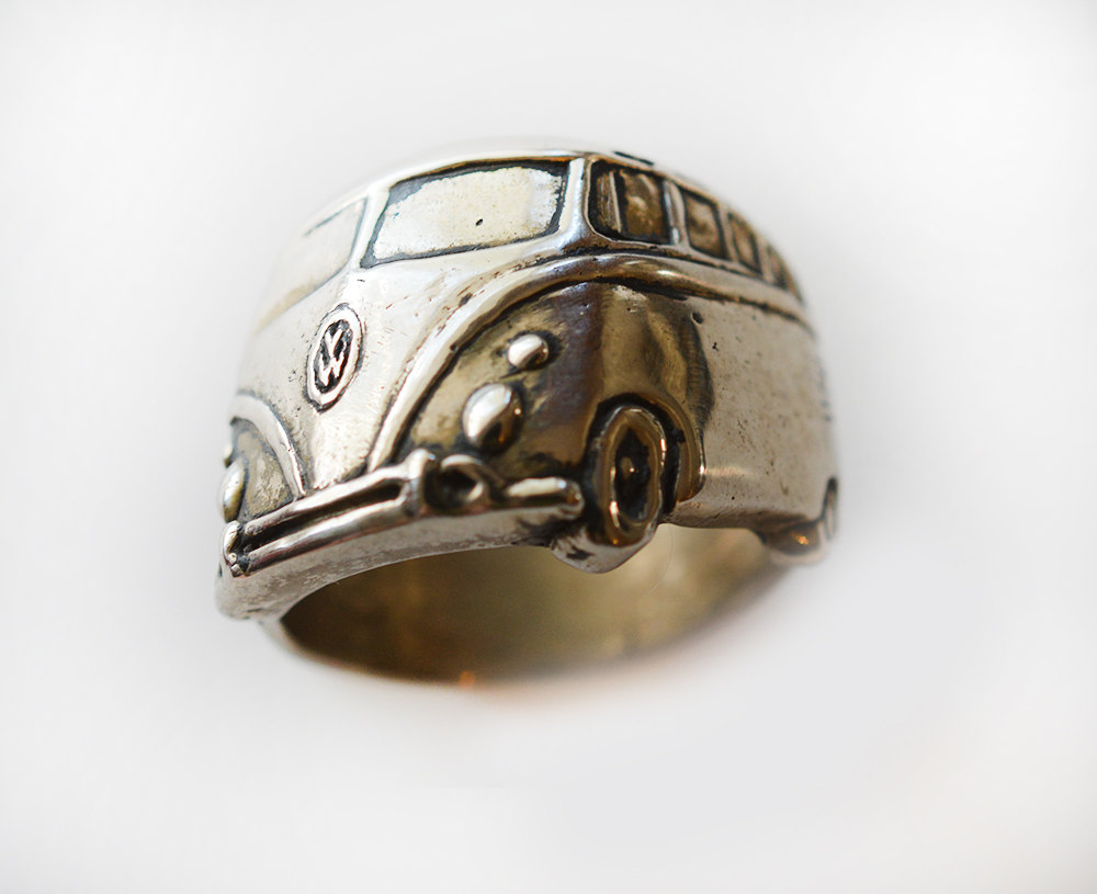 1960's VW Bus Angled Wrap Ring in Sterling Silver