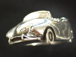 1960's VW Karman Ghia Angled Wrap Ring in White or Gold Bronze