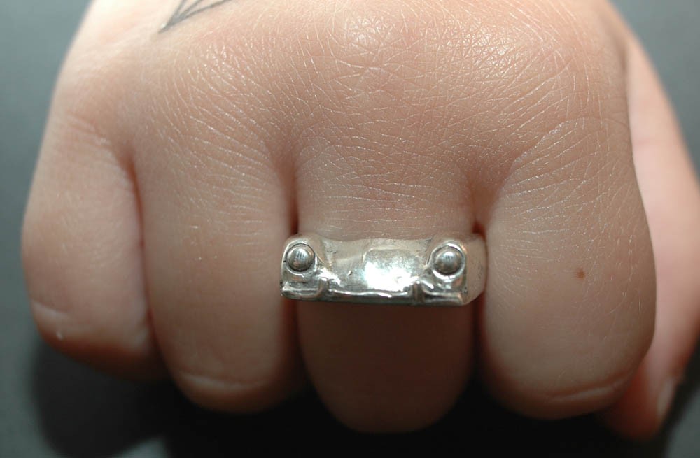 356 Bathtub Porsche Speedster Ring in White or Gold Bronze (small design)