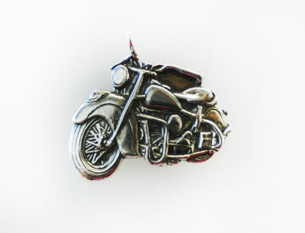 Indian Motorcycle Necklace Pendant in Sterling Silver