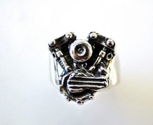 Large Knucklehead Motor Ring in Sterling Silver