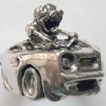 Rat Fink Creepy Creep Driving 1979 Trans Am Ring in White or Gold Bronze