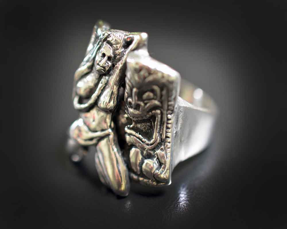 Tiki Hula Girl ring in Sterling Silver