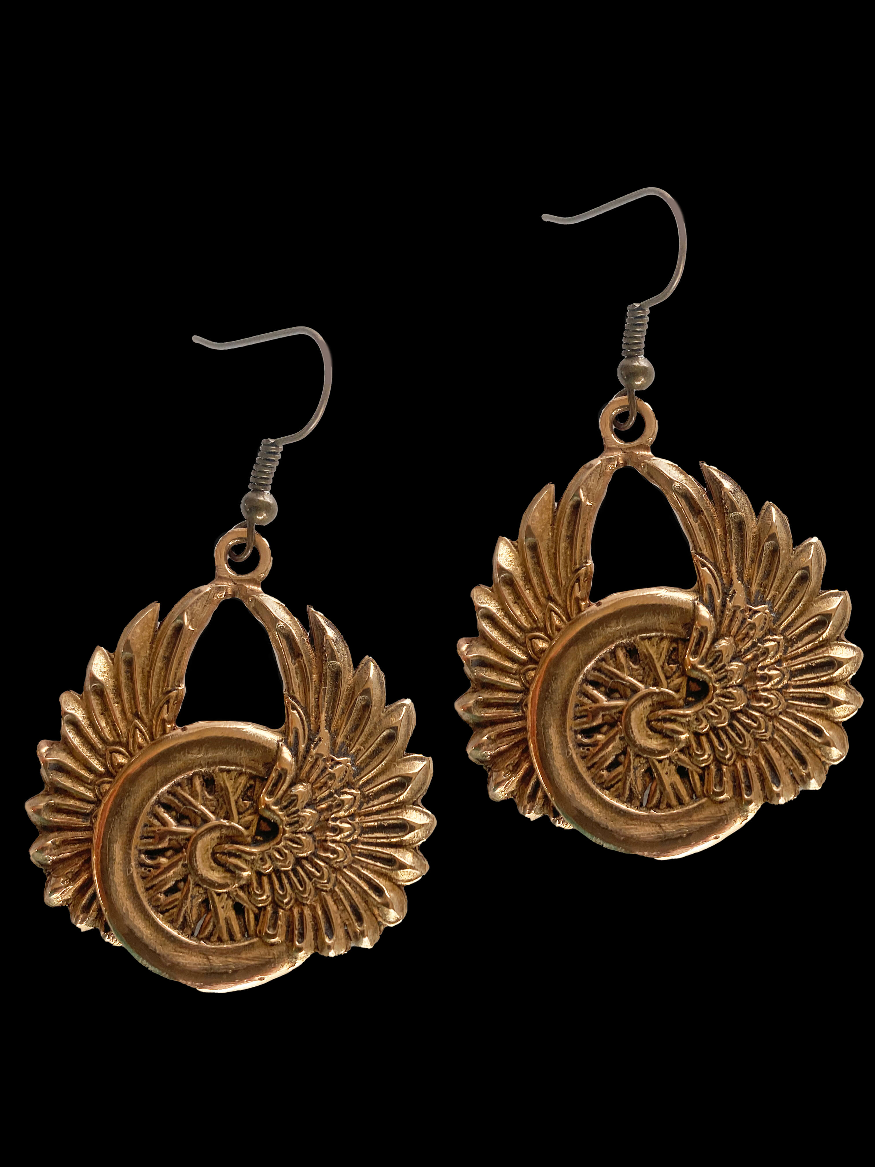 Winged Wheel Motorcycle Earrings - Image 2