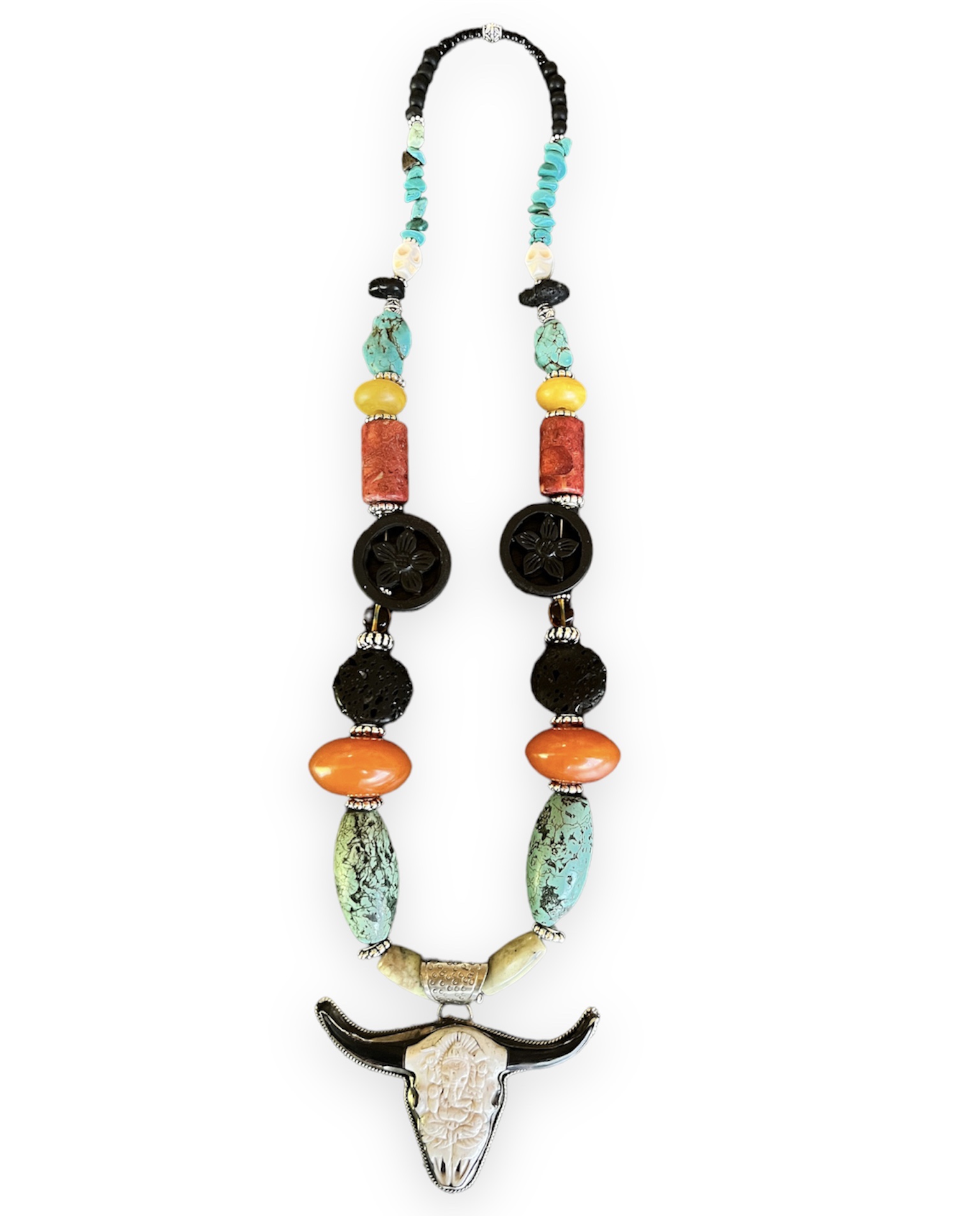 Steer Skull Beaded Necklace - Image 3