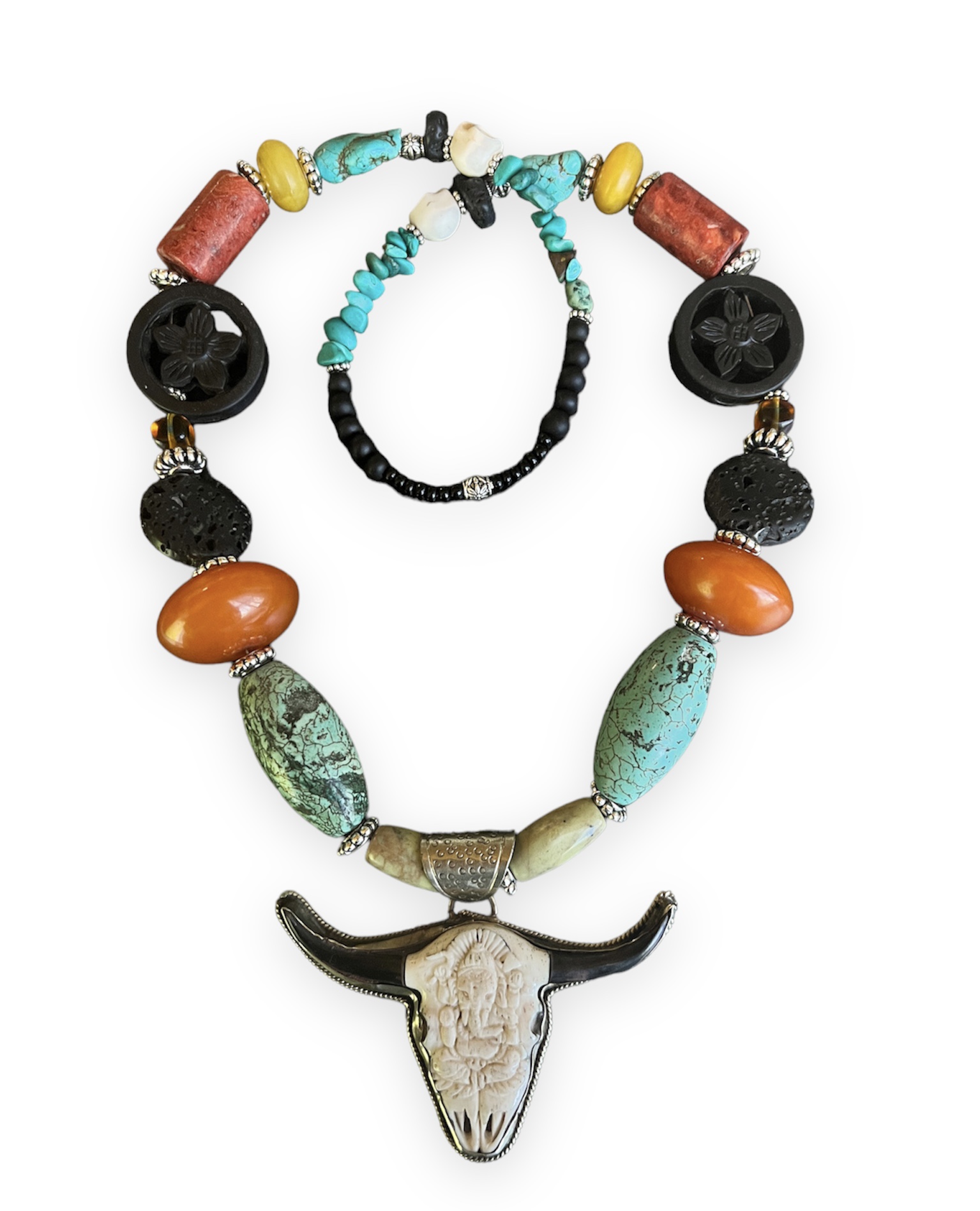 Steer Skull Beaded Necklace