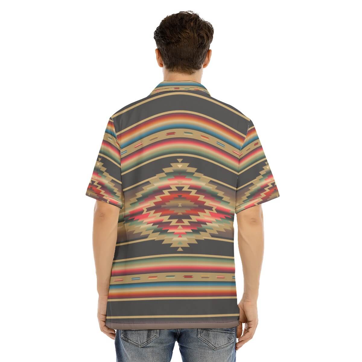 South West Desert Serape Men's Hawaiian Shirt With Button Closure - Image 3