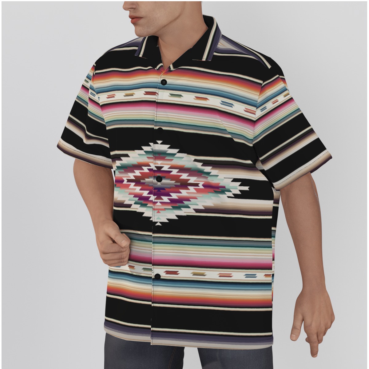 Desert Serape Mens Hawaiian Shirt - Image 5