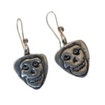 Crimson Skull Guitar Pick Earrings