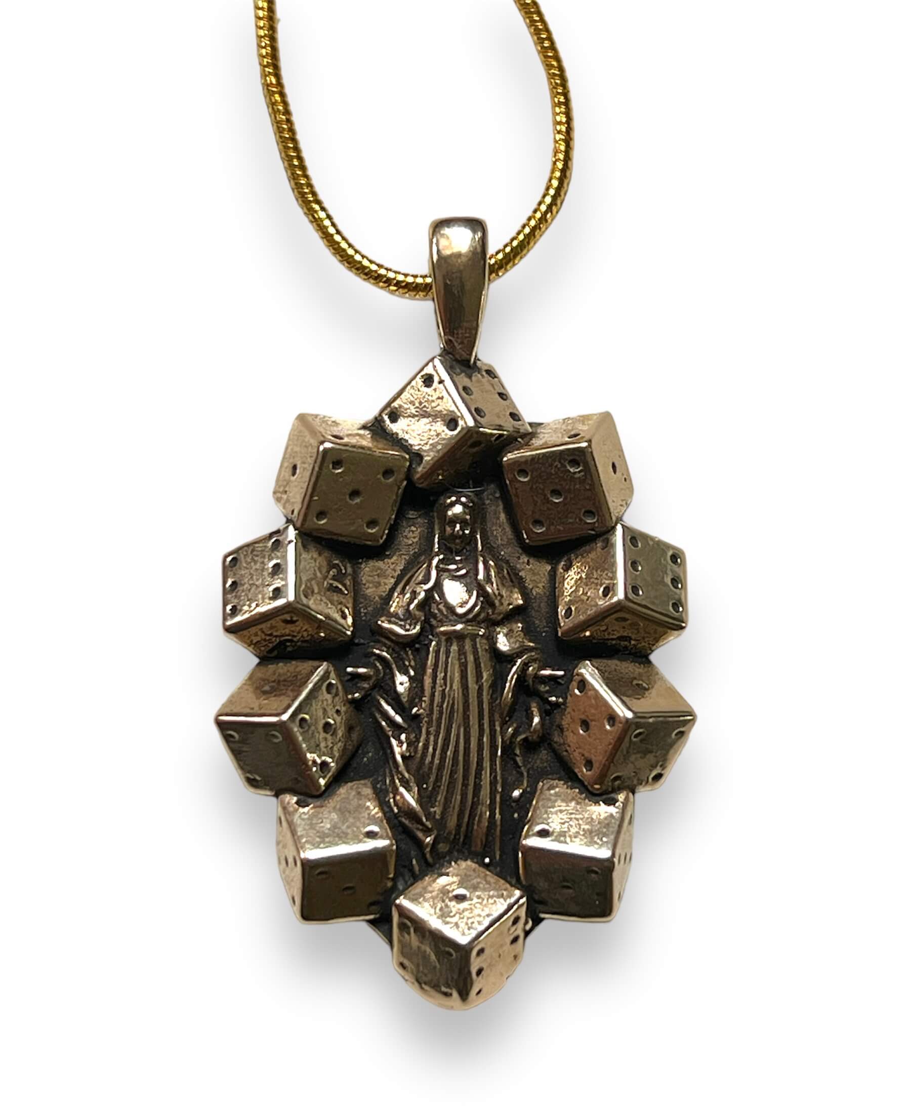 Virgin Mary Lucky Dice Necklace