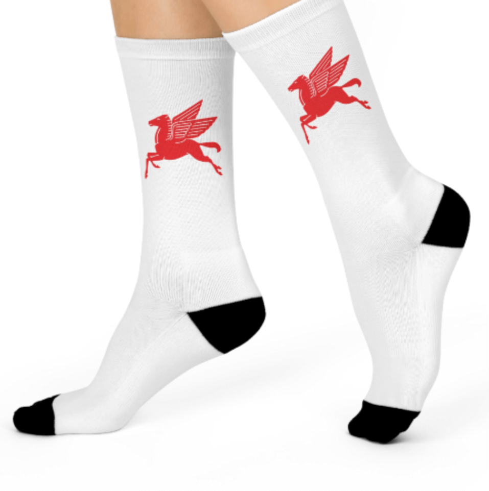 Hi Octane Men's Mobil Pegasus Black Cushioned Crew Socks - Image 2