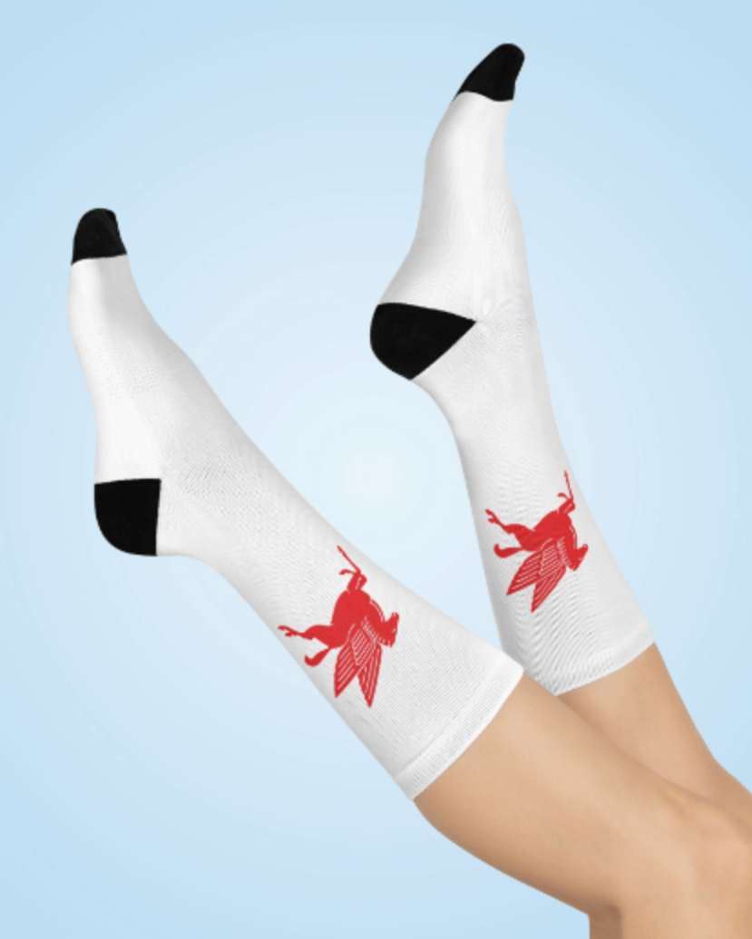 Hi Octane Men's Mobil Pegasus Black Cushioned Crew Socks