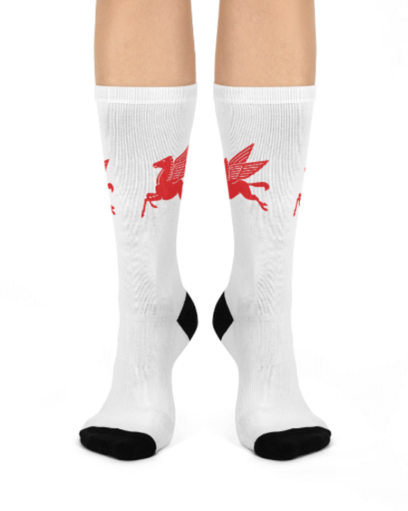 Hi Octane Men's Mobil Pegasus Black Cushioned Crew Socks - Image 4