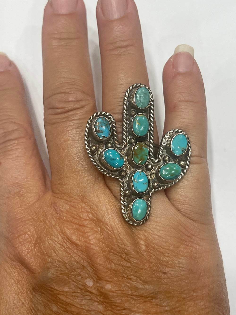 Turquoise Cactus Sterling Ring - Image 4