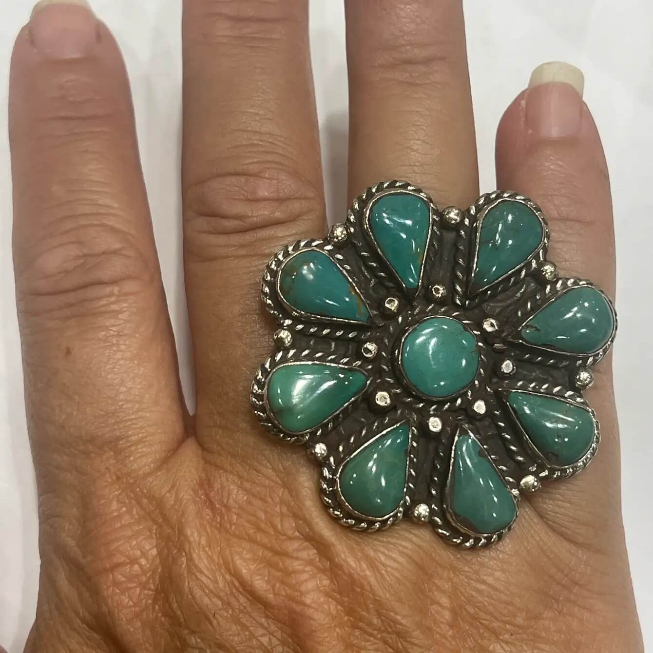 Flower Turquoise Statement Ring - Image 6