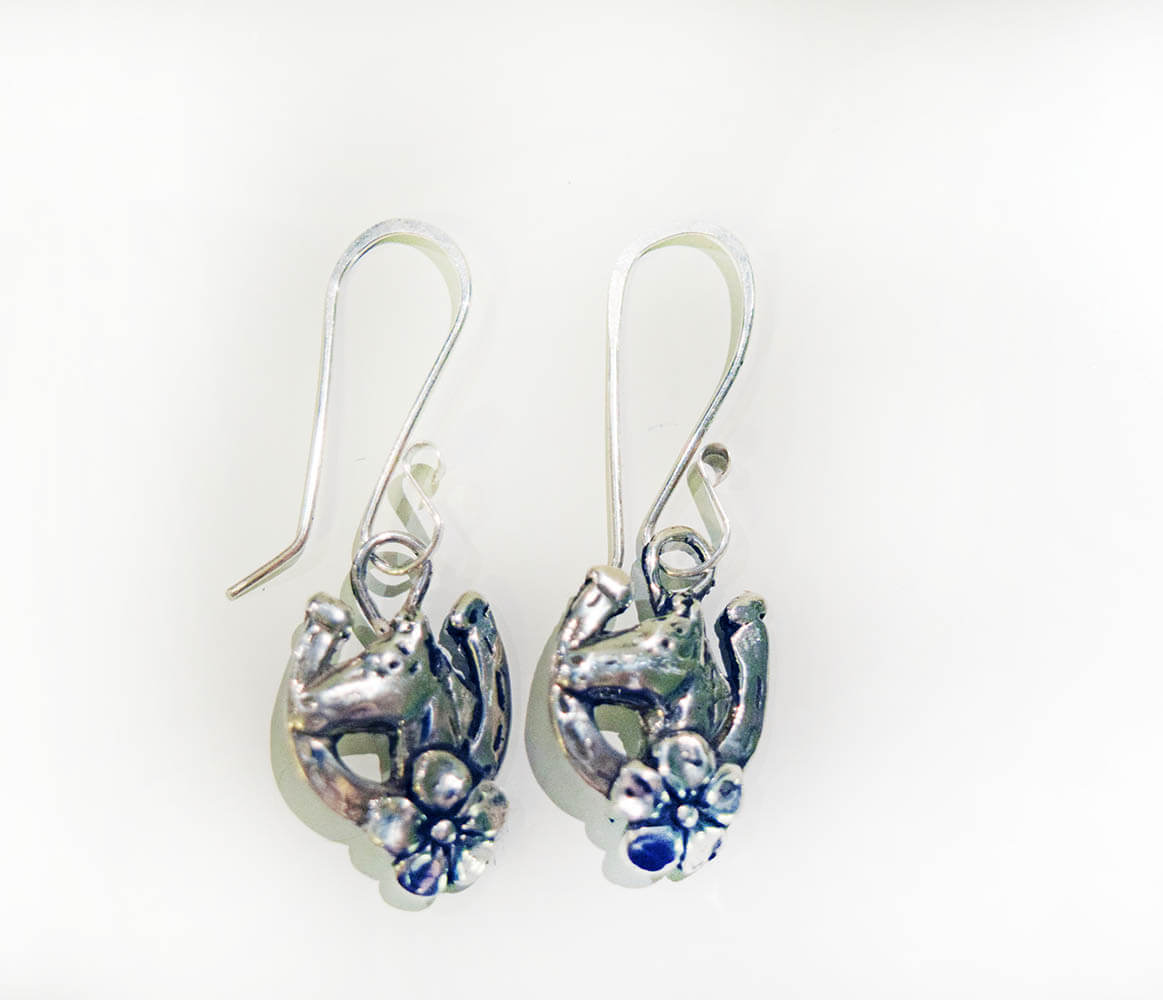Lucky Horseshoe with Flower Earrings