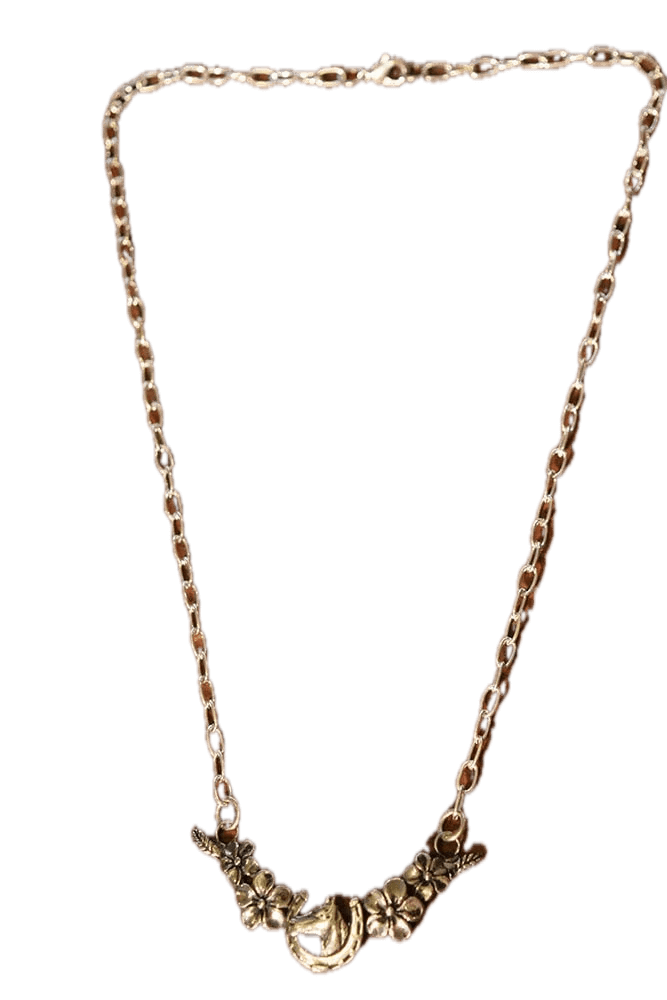 Lucky Horseshoe with Flowers Necklace in Sterling Silver - Image 9