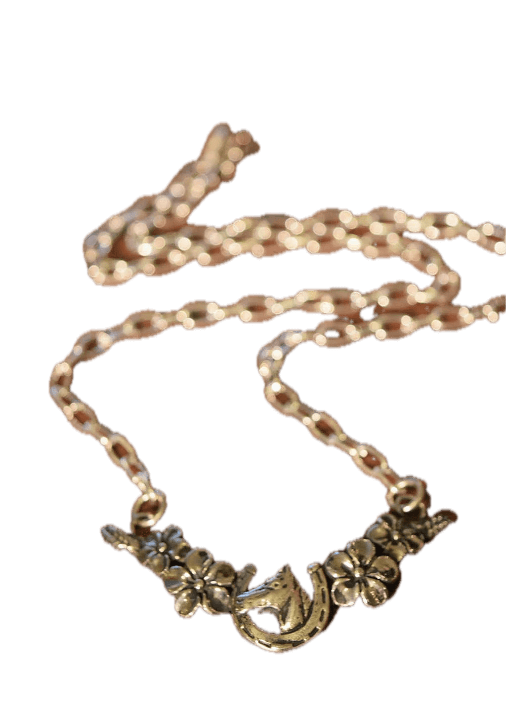 Lucky Horseshoe with Flowers Necklace in Sterling Silver - Image 8