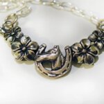 Lucky Horseshoe with Flowers Necklace in Sterling Silver
