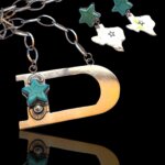 Custom Sterling Silver Initial Necklace with Turquoise Star