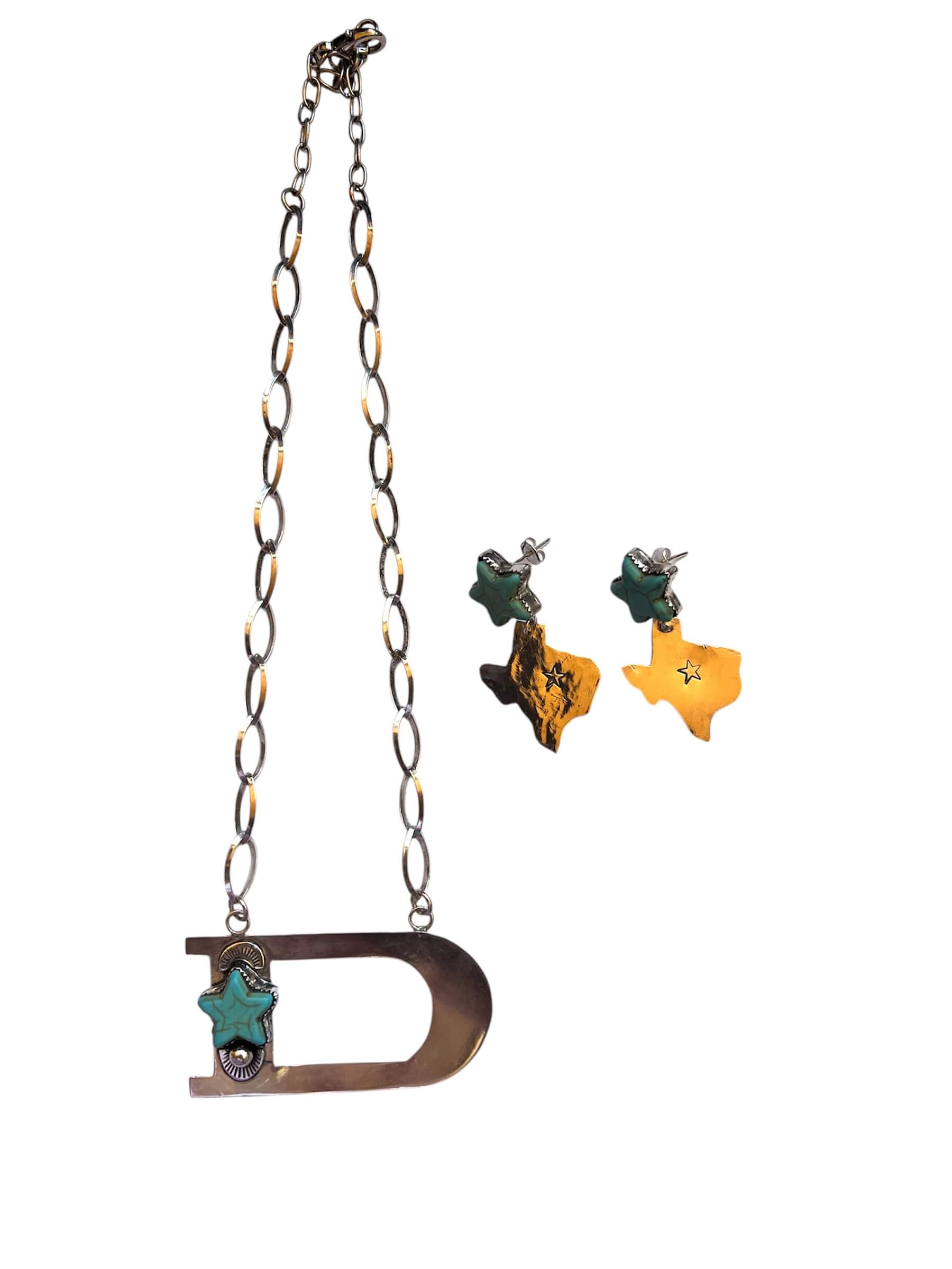 Sterling Silver Turquoise Star & The State of Texas Post Earrings - Image 8